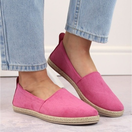 Espadrilles à enfiler en daim pour femme, rose Potocki W16009 3