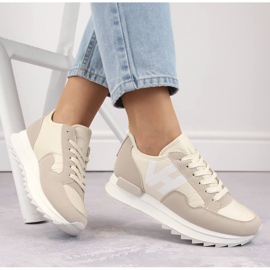 Chaussures de sport plateforme femme, beige Potocki 16311 1