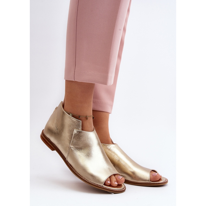 Sandales en cuir pour femmes Laura Messi 2443 Or doré 2