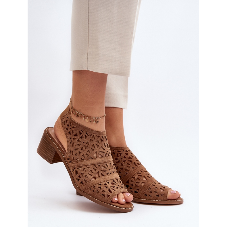 Sandales à Talons Hauts Ajourées Marron Serapina brun 2
