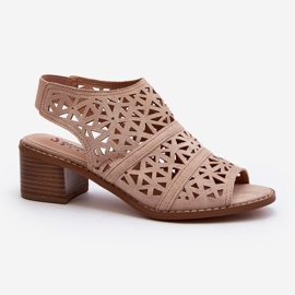 Sandales à talons hauts Serapina nues ajourées beige 1