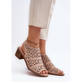 Sandales à talons hauts Serapina nues ajourées beige 2