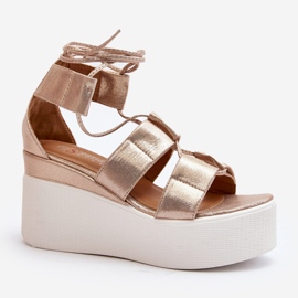 Sandales nouées dorées Helavi pour femmes d'or 2