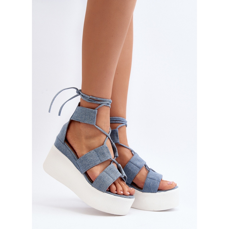 Sandales Denim Femme Nouées Bleu Helavi 2 Sandales Denim Femme Nouées Bleu Helavi 2