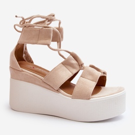 Sandales nouées beiges Helavi pour femmes 2 Sandales nouées beiges Helavi pour femmes 2
