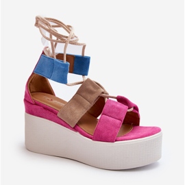 Sandales nouées fuchsia Helavi pour femmes rose 1