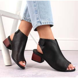Sandales à talons hauts pour femmes confortables en cuir avec velcro Remonte R8770-01 le noir 2