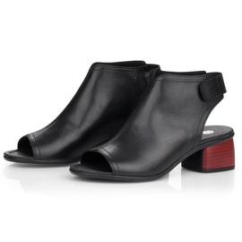 Sandales à talons hauts pour femmes confortables en cuir avec velcro Remonte R8770-01 le noir 13