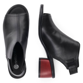 Sandales à talons hauts pour femmes confortables en cuir avec velcro Remonte R8770-01 le noir 15