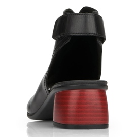 Sandales à talons hauts pour femmes confortables en cuir avec velcro Remonte R8770-01 le noir 10