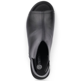 Sandales à talons hauts pour femmes confortables en cuir avec velcro Remonte R8770-01 le noir 11