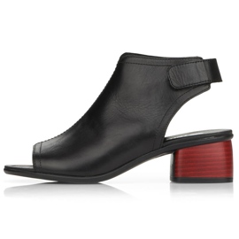Sandales à talons hauts pour femmes confortables en cuir avec velcro Remonte R8770-01 le noir 12