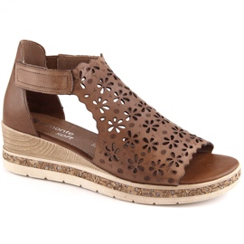 Sandales compensées confortables en cuir pour femmes, marron, Remonte D3056-24 brun 9