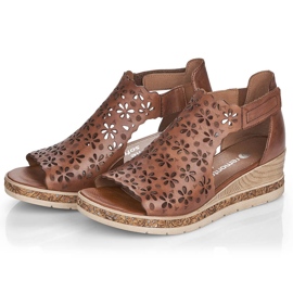 Sandales compensées confortables en cuir pour femmes, marron, Remonte D3056-24 brun 14