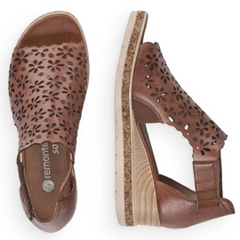 Sandales compensées confortables en cuir pour femmes, marron, Remonte D3056-24 brun 13