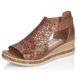 Sandales compensées confortables en cuir pour femmes, marron, Remonte D3056-24 brun 10