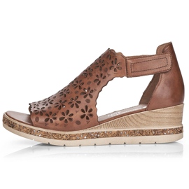 Sandales compensées confortables en cuir pour femmes, marron, Remonte D3056-24 brun 16