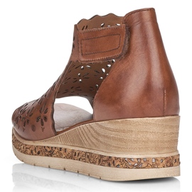 Sandales compensées confortables en cuir pour femmes, marron, Remonte D3056-24 brun 1