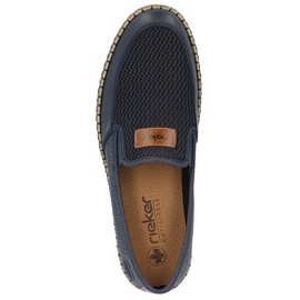 Chaussures à enfiler confortables en cuir ajouré pour hommes, bleu marine Rieker B5271-14 1