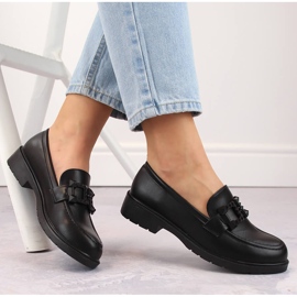 Chaussures femme, mocassins slip-on avec décoration, noir S.Barski HY371 1