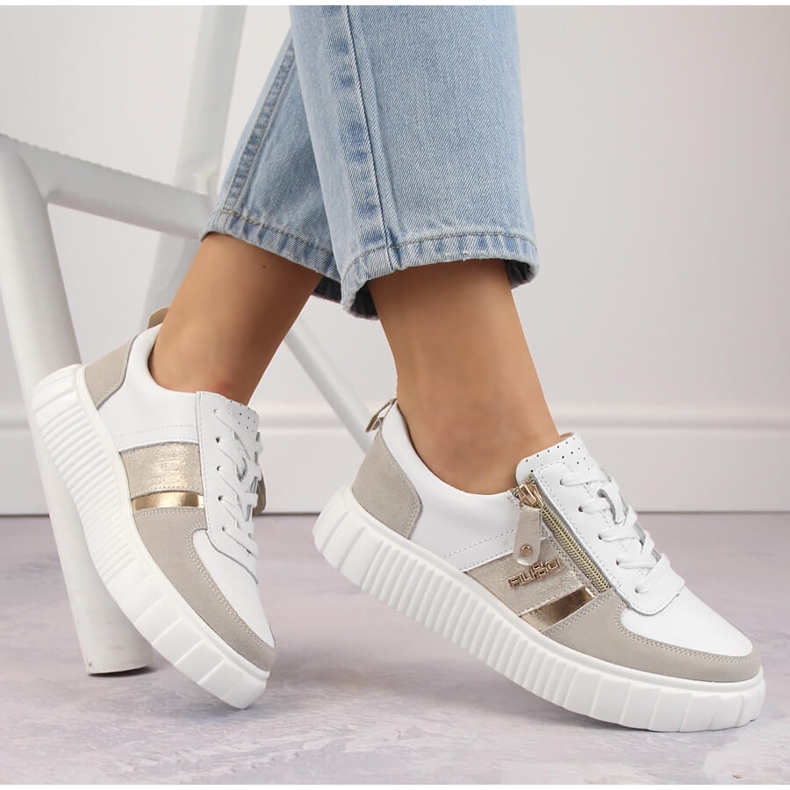 Chaussures de sport en cuir pour femmes, blanches, Filippo DP6121 1 Chaussures de sport en cuir pour femmes, blanches, Filippo DP6121 1