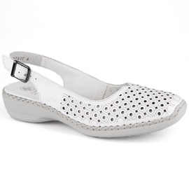 Sandales confortables en cuir entièrement ajourées pour femmes, blanc Rieker 41350-80 blanche 10