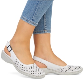 Sandales confortables en cuir entièrement ajourées pour femmes, blanc Rieker 41350-80 blanche 18