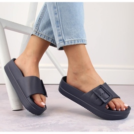 Chaussons plateforme en mousse à boucle pour femme, bleu marine Big Star NN274A665 2
