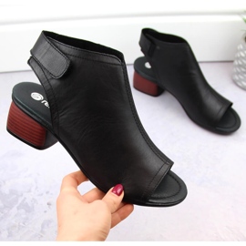 Sandales à talons hauts pour femmes confortables en cuir avec velcro Remonte R8770-01 le noir 5