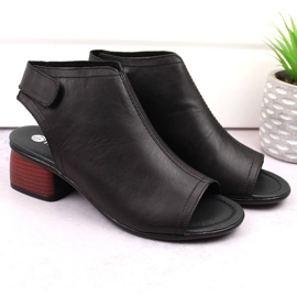 Sandales à talons hauts pour femmes confortables en cuir avec velcro Remonte R8770-01 le noir 6