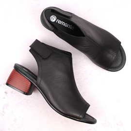 Sandales à talons hauts pour femmes confortables en cuir avec velcro Remonte R8770-01 le noir 7