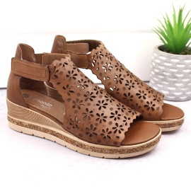 Sandales compensées confortables en cuir pour femmes, marron, Remonte D3056-24 brun 6