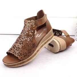 Sandales compensées confortables en cuir pour femmes, marron, Remonte D3056-24 brun 7