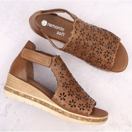 Sandales compensées confortables en cuir pour femmes, marron, Remonte D3056-24 brun 8