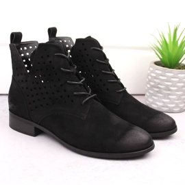Bottines ajourées en daim à talon plat, noir Potocki SZ12089 le noir 5