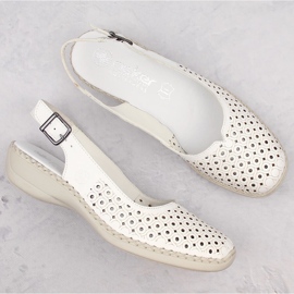 Sandales confortables en cuir entièrement ajourées pour femmes, blanc Rieker 41350-80 blanche 9