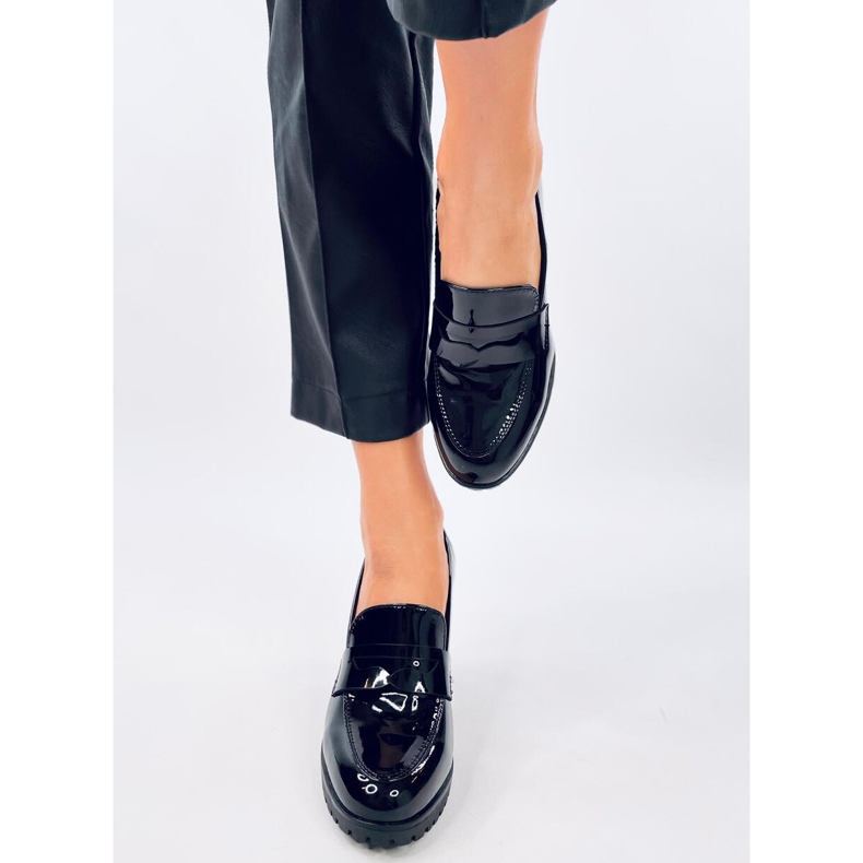 Jeffis Mocassins à talons vernis noirs 1