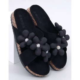 Charss Tongs en liège noir avec fleurs coussin le noir 5