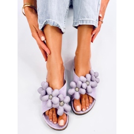 Tongs en liège avec fleurs coussin Charss Purple violet 3