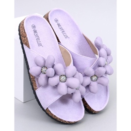 Tongs en liège avec fleurs coussin Charss Purple violet 5