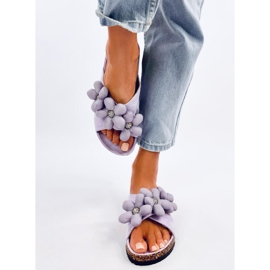 Tongs en liège avec fleurs coussin Charss Purple violet 1