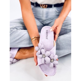 Tongs en liège avec fleurs coussin Charss Purple violet 4