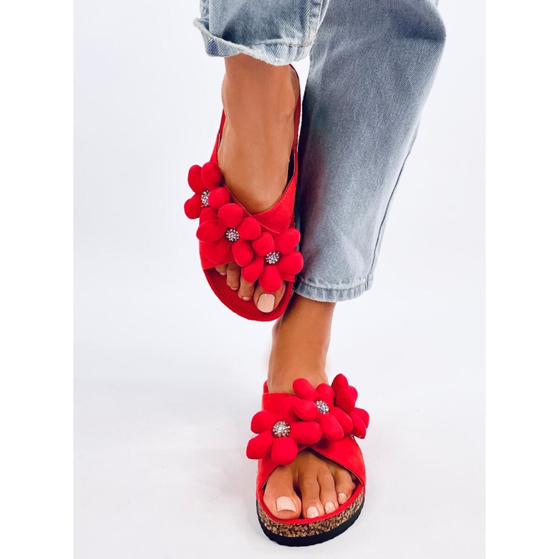 Tongs en liège avec fleurs coussin Charss Orange 1