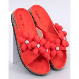 Tongs en liège avec fleurs coussin Charss Orange 5