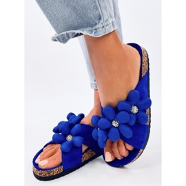 Tongs en liège avec fleurs coussin Charss Blue bleu 2