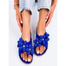 Tongs en liège avec fleurs coussin Charss Blue bleu 3
