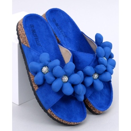 Tongs en liège avec fleurs coussin Charss Blue bleu 5