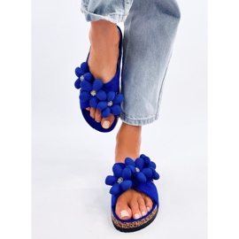 Tongs en liège avec fleurs coussin Charss Blue bleu 1