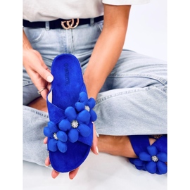 Tongs en liège avec fleurs coussin Charss Blue bleu 4