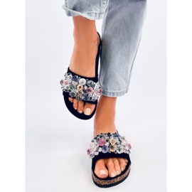 Maliv Chaussons en liège noir avec pierres 1